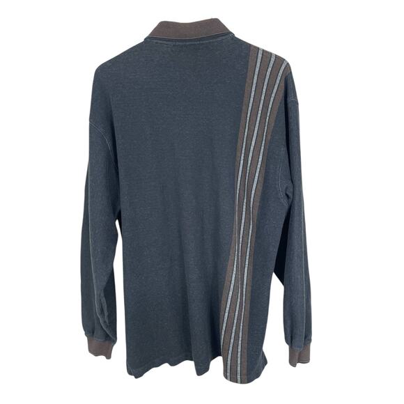 Vintage 90s Bachrach Long Sleeve Cotton Polo Shirt Neutral Size Large Retro - Picture 4 of 12